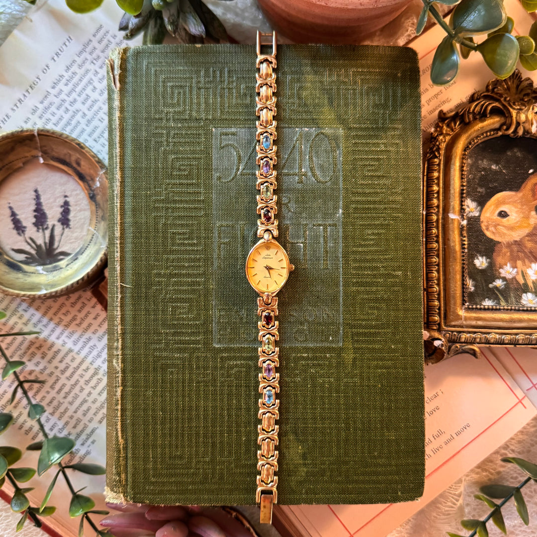 Gold Jules Jurgensen Watch with Genuine Gemstones