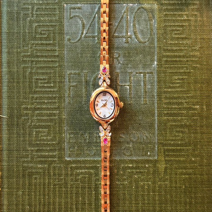 Gold Dainty Watch with Genuine Ruby Gemstones