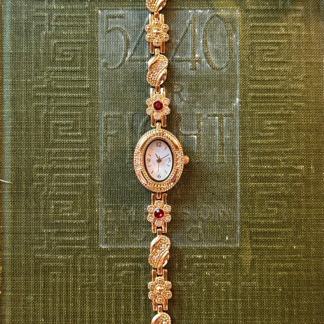 Gold Watch with Rhinestones