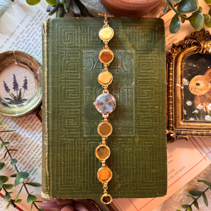 Repurposed Gold Floral Charm Watch