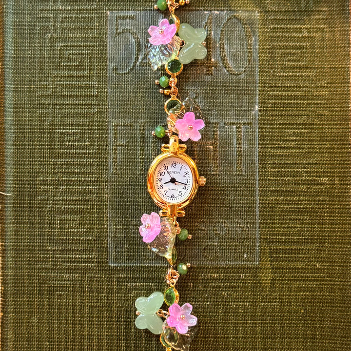 Handmade Gold Floral Charm Watch