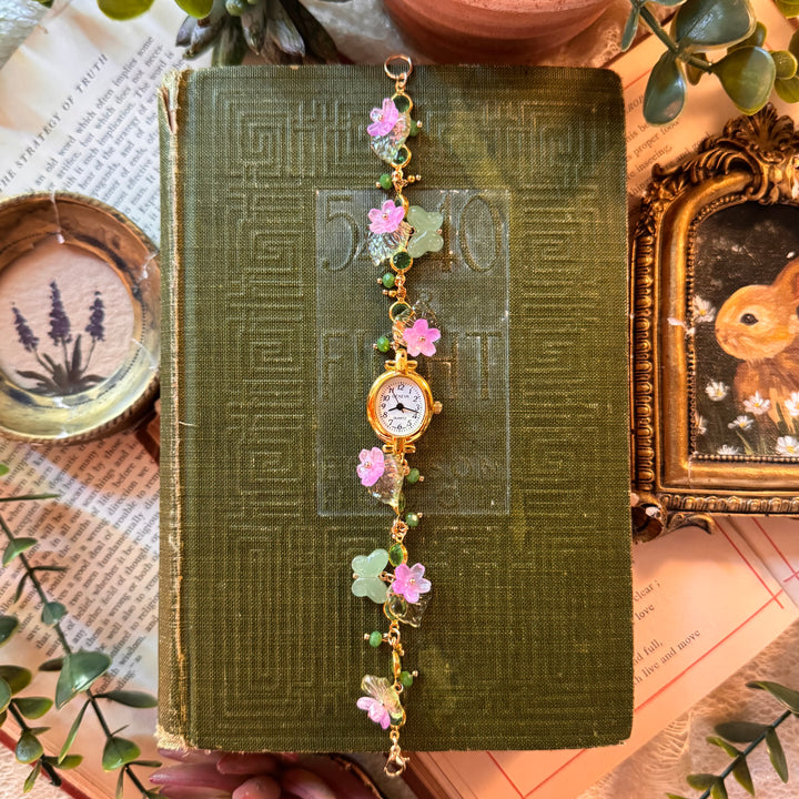 Handmade Gold Floral Charm Watch