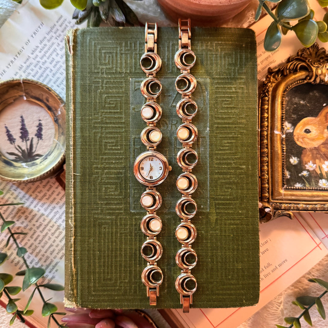 Gold Moon Watch with Matching Bracelet