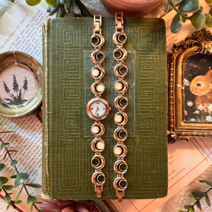 Gold Moon Watch with Matching Bracelet