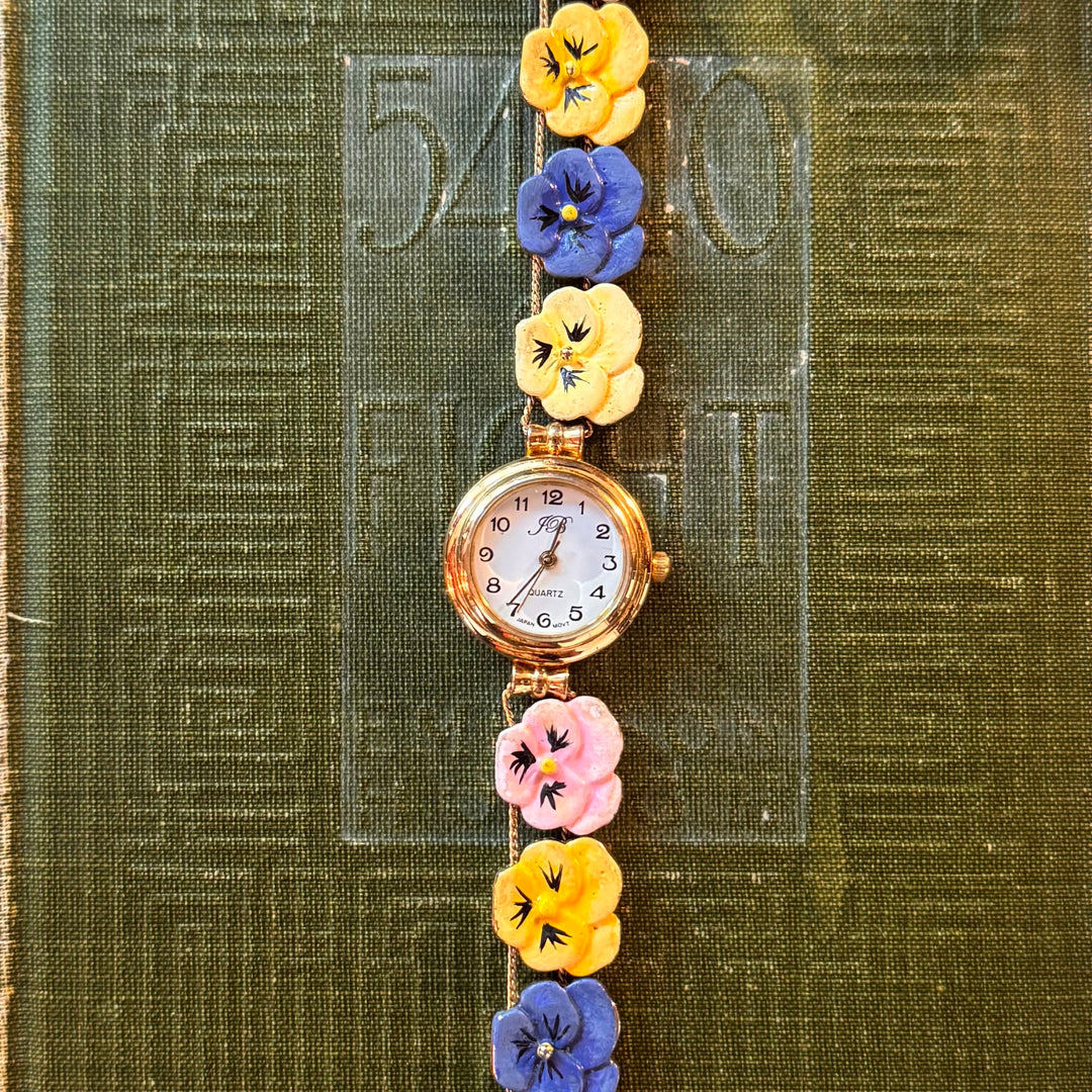 Rare Gold Pastel Pansy Watch