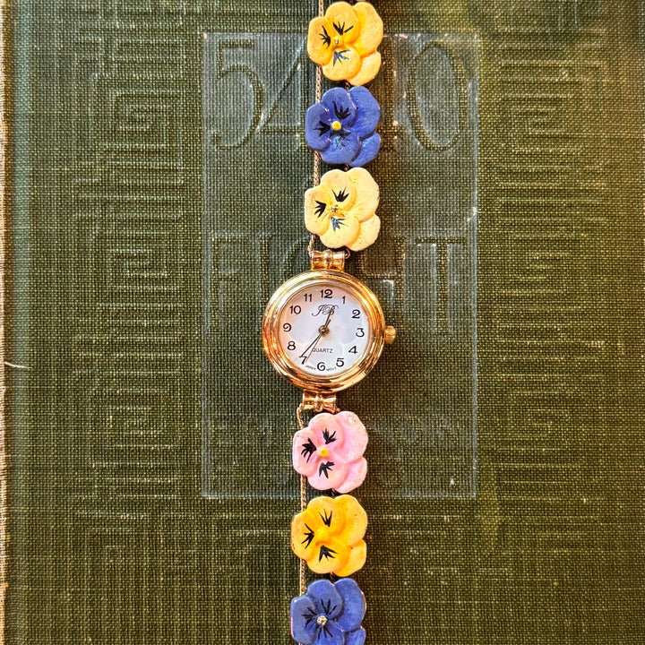 Rare Gold Pastel Pansy Watch