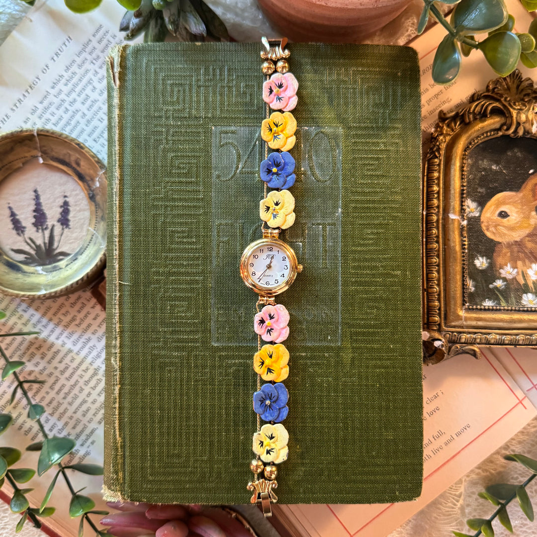 Rare Gold Pastel Pansy Watch