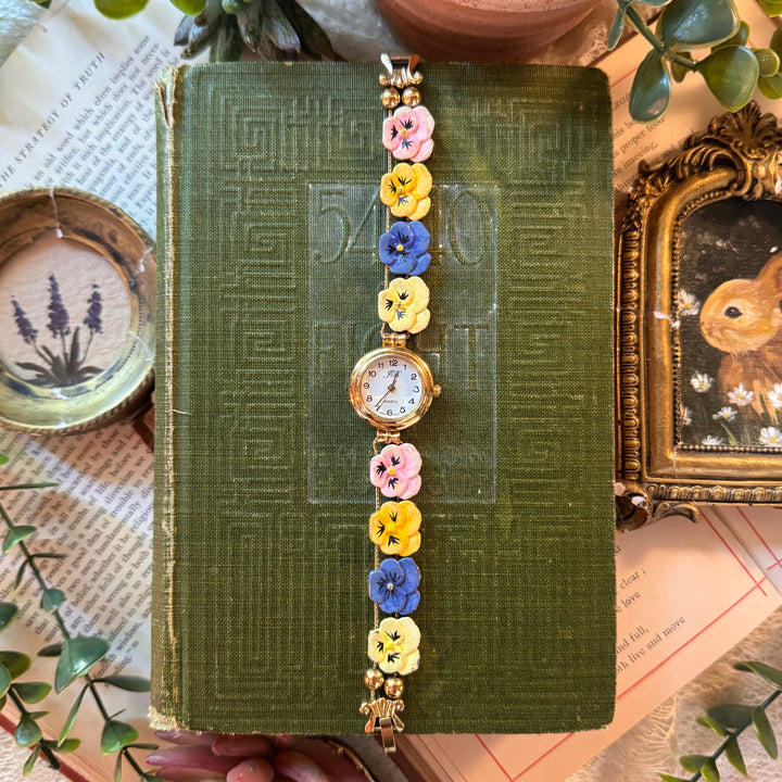 Rare Gold Pastel Pansy Watch
