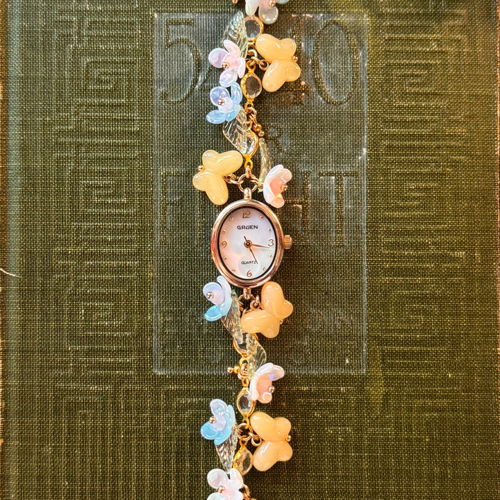 Handmade Gold Floral Charm Watch