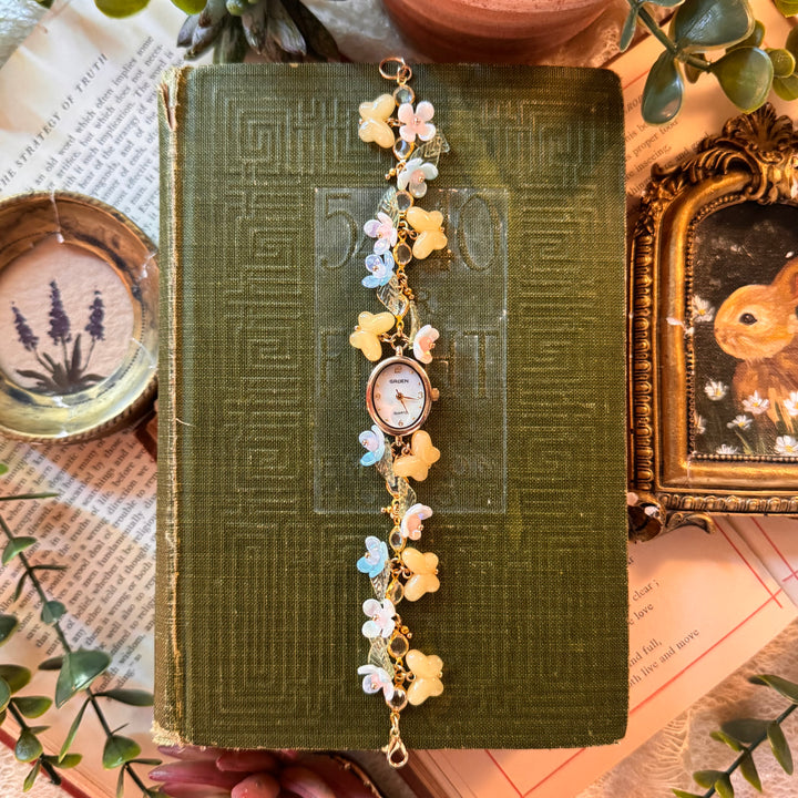 Handmade Gold Floral Charm Watch