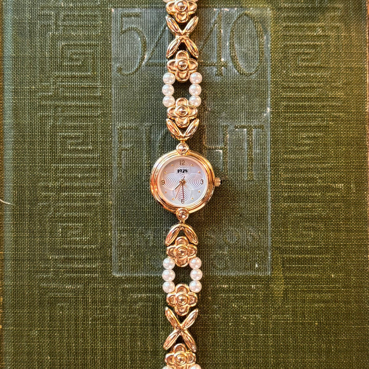 Gold Floral & Pearl Watch