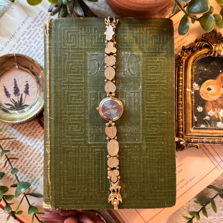 Repurposed Gold Turquoise & Pearl Charm Watch