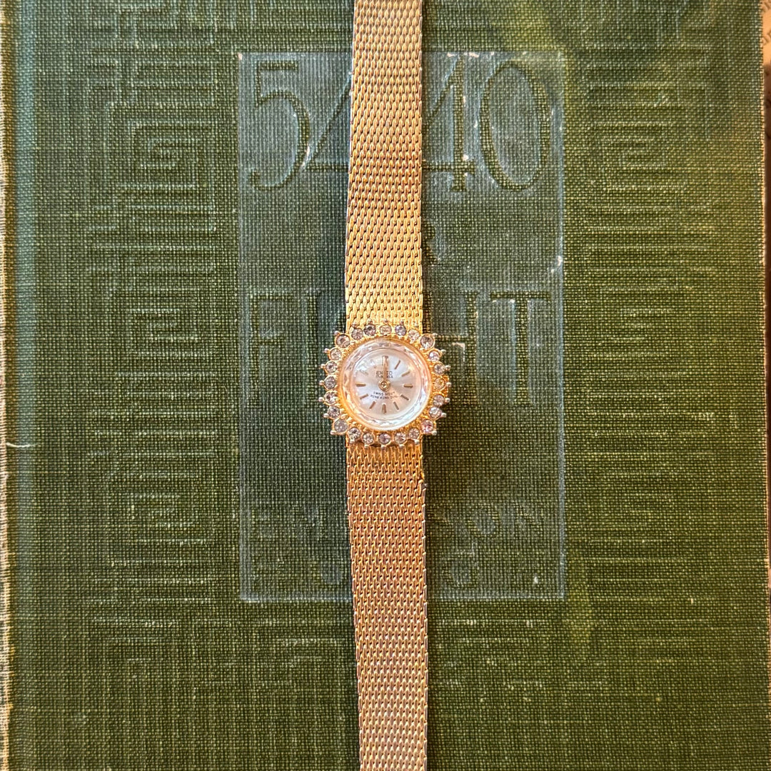 Gold Watch with Rhinestones