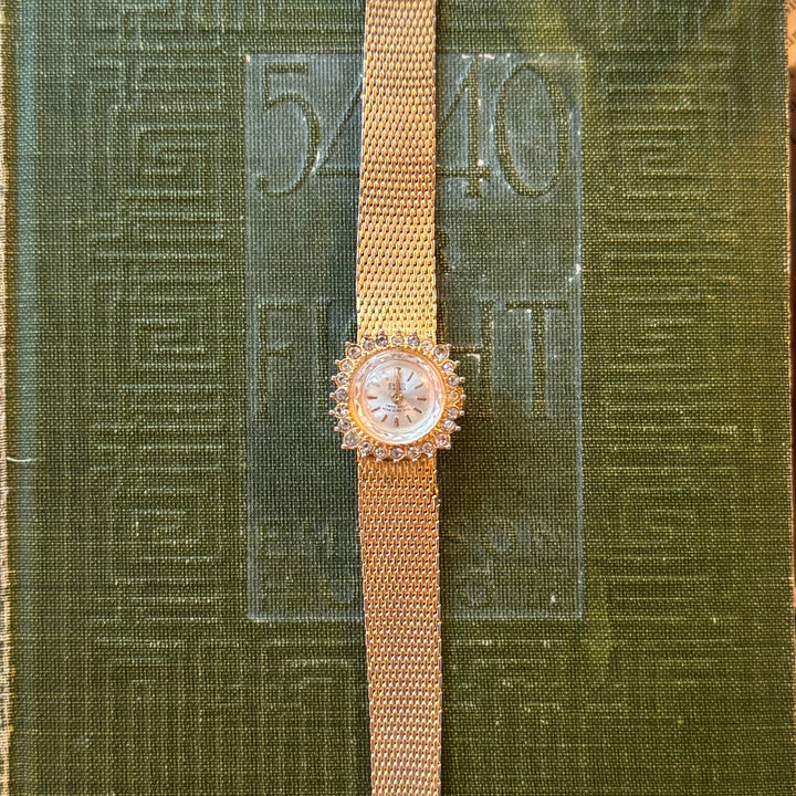 Gold Watch with Rhinestones