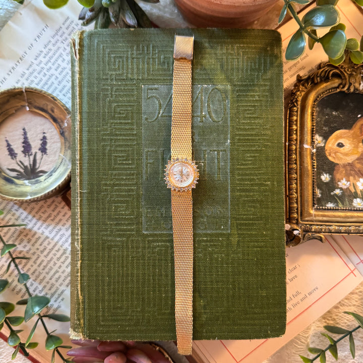 Gold Watch with Rhinestones