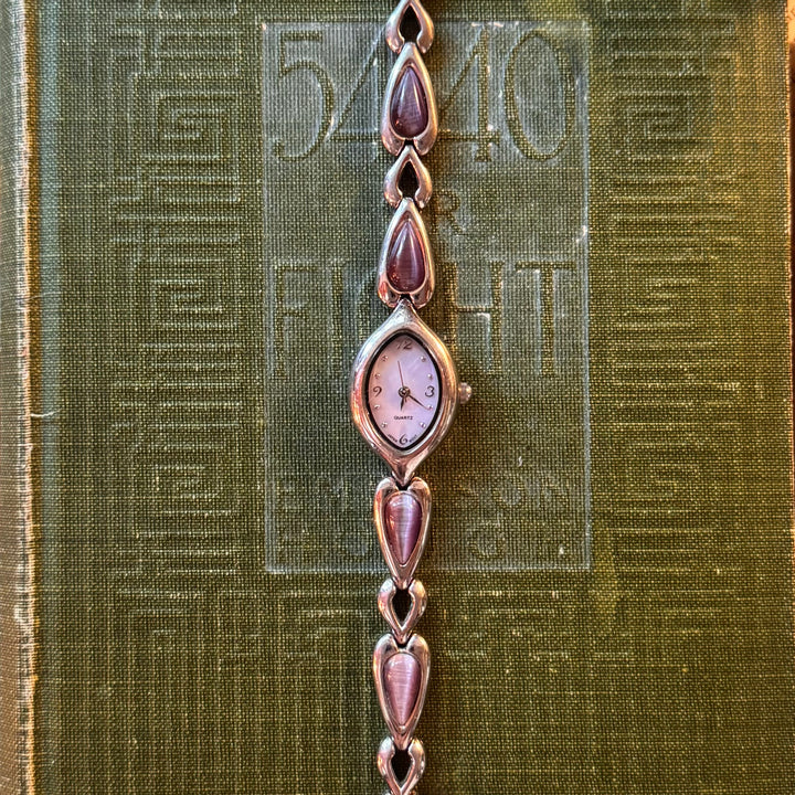 Silver Watch with Purple Accents