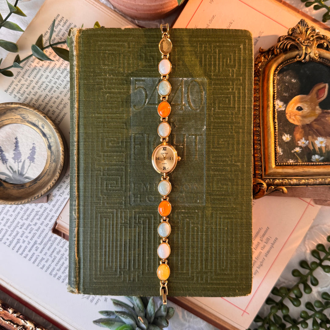 Gold Watch with Cabochon Stones