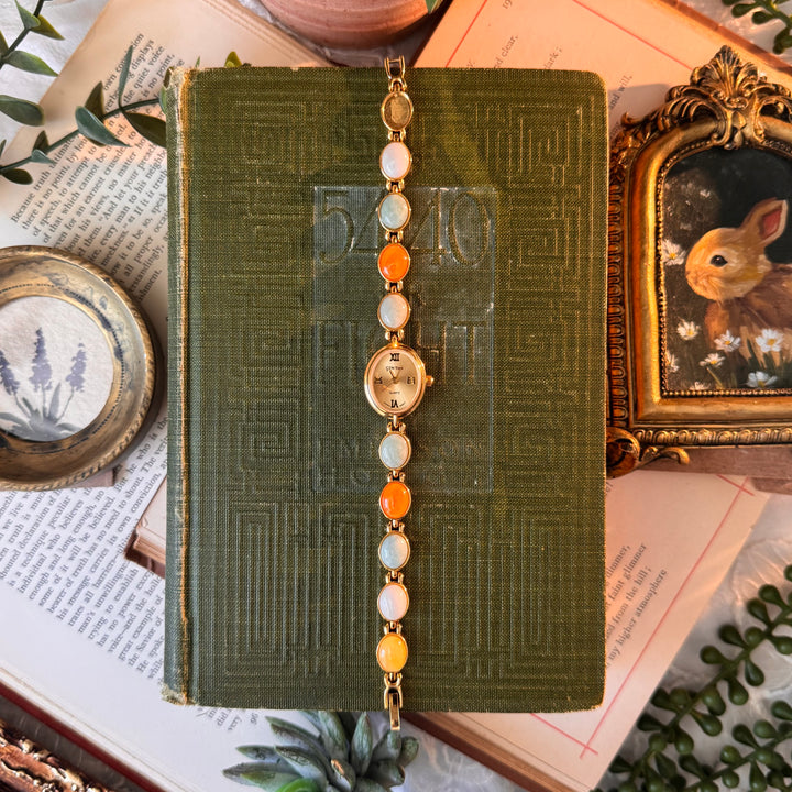 Gold Watch with Cabochon Stones