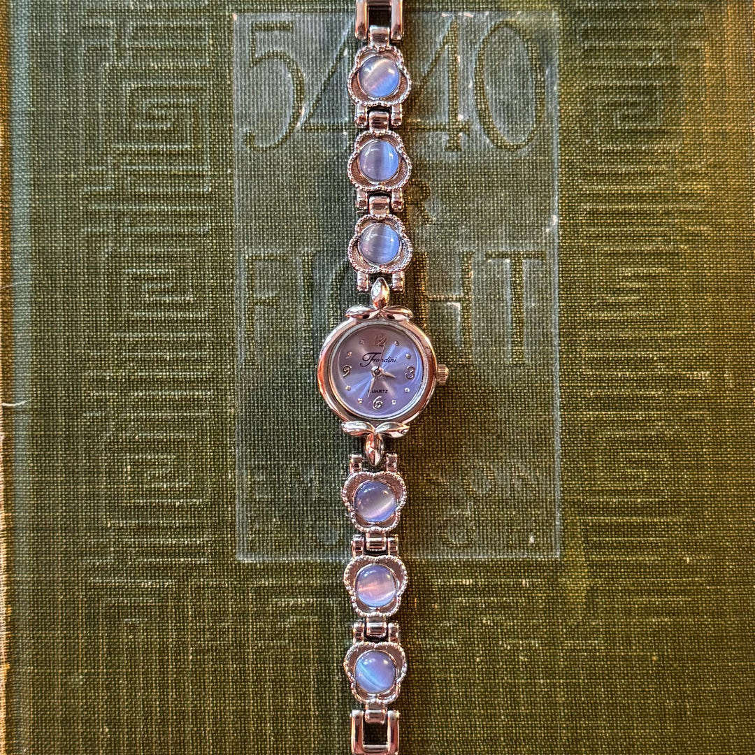 Silver Watch with Blue Accents