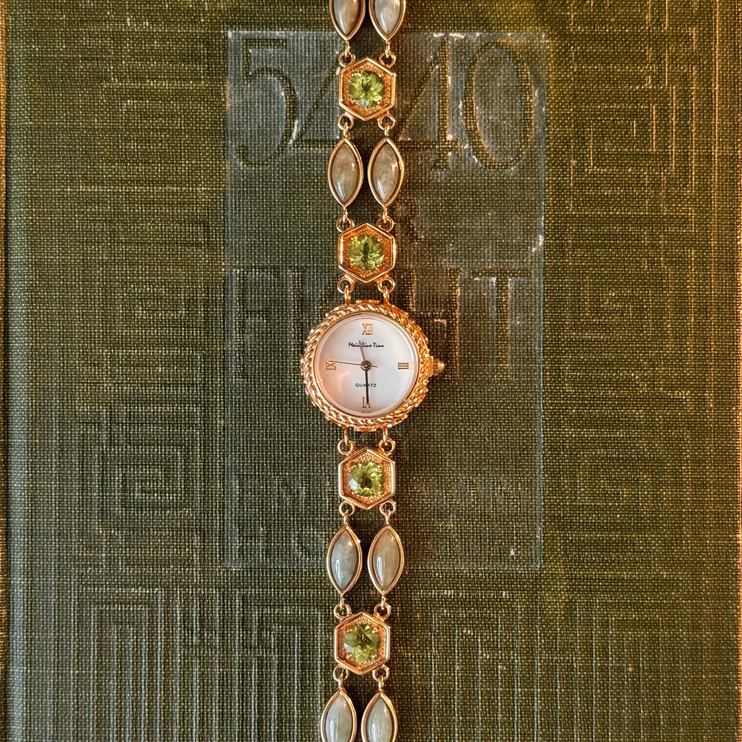 Gold Jade & Peridot Gemstone Watch
