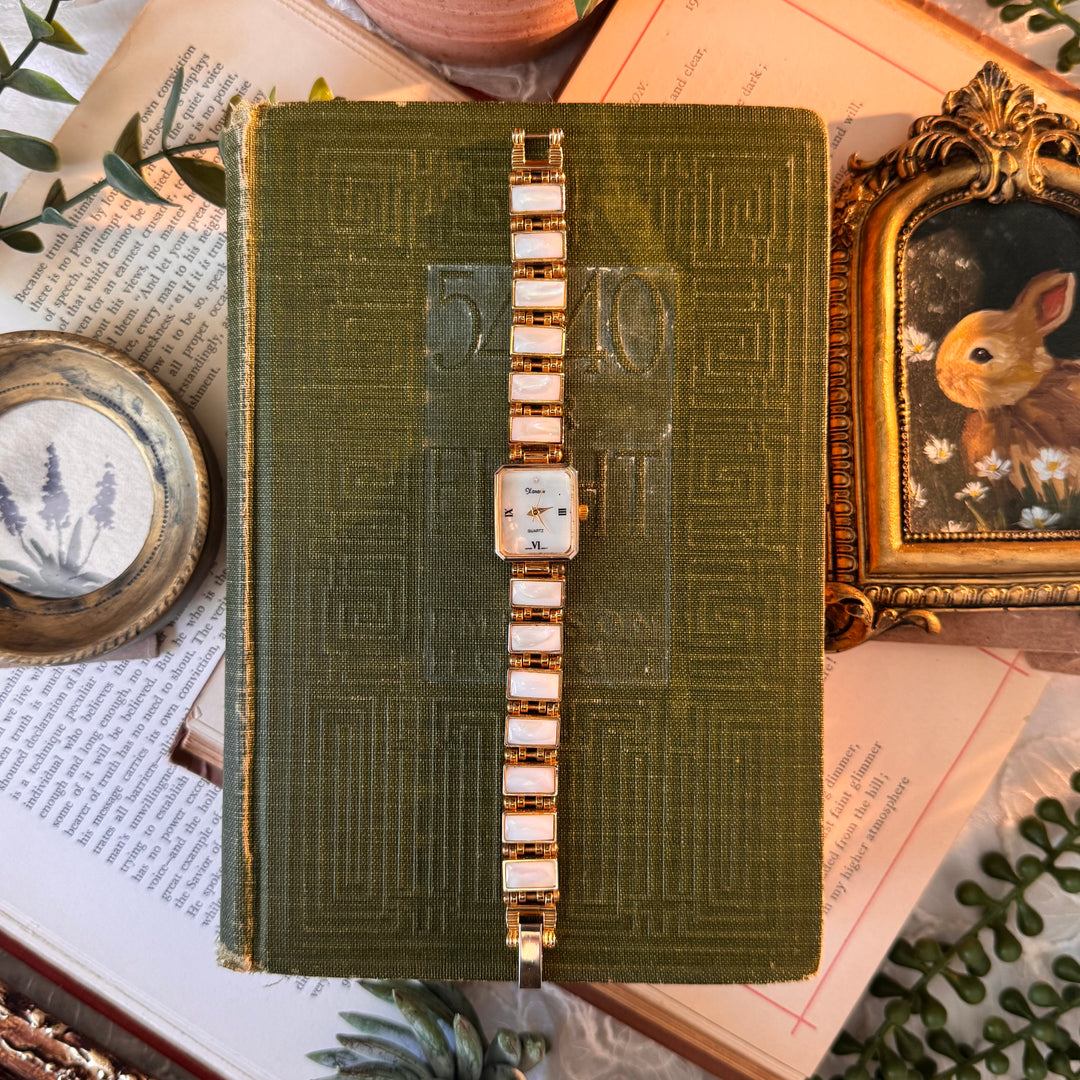 Gold Pearl Stone Watch