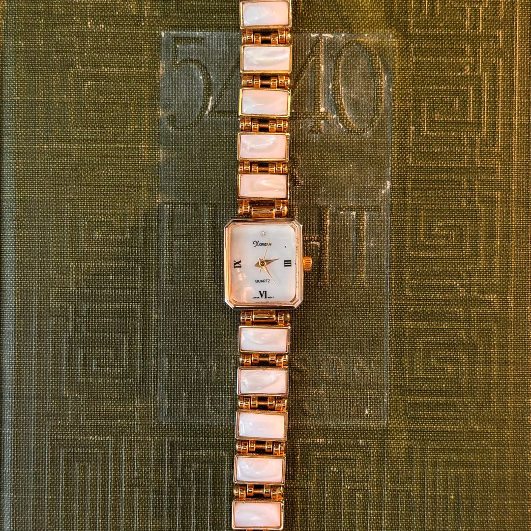 Gold Pearl Stone Watch