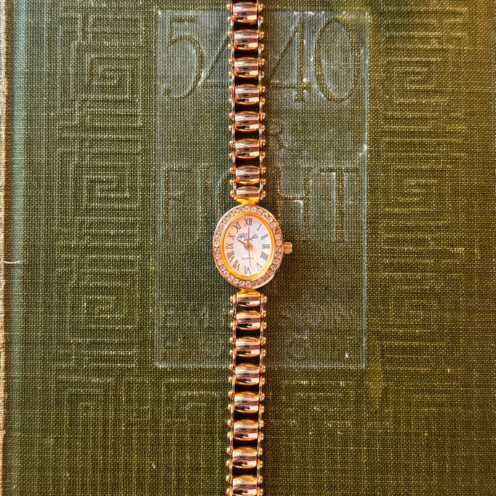 Gold Watch with Rhinestones