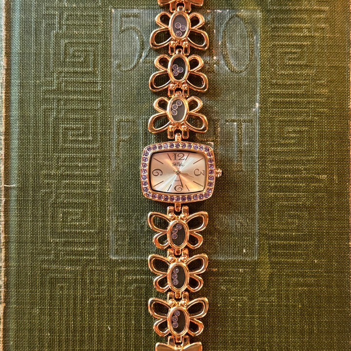 Gold Butterfly Rhinestones Watch