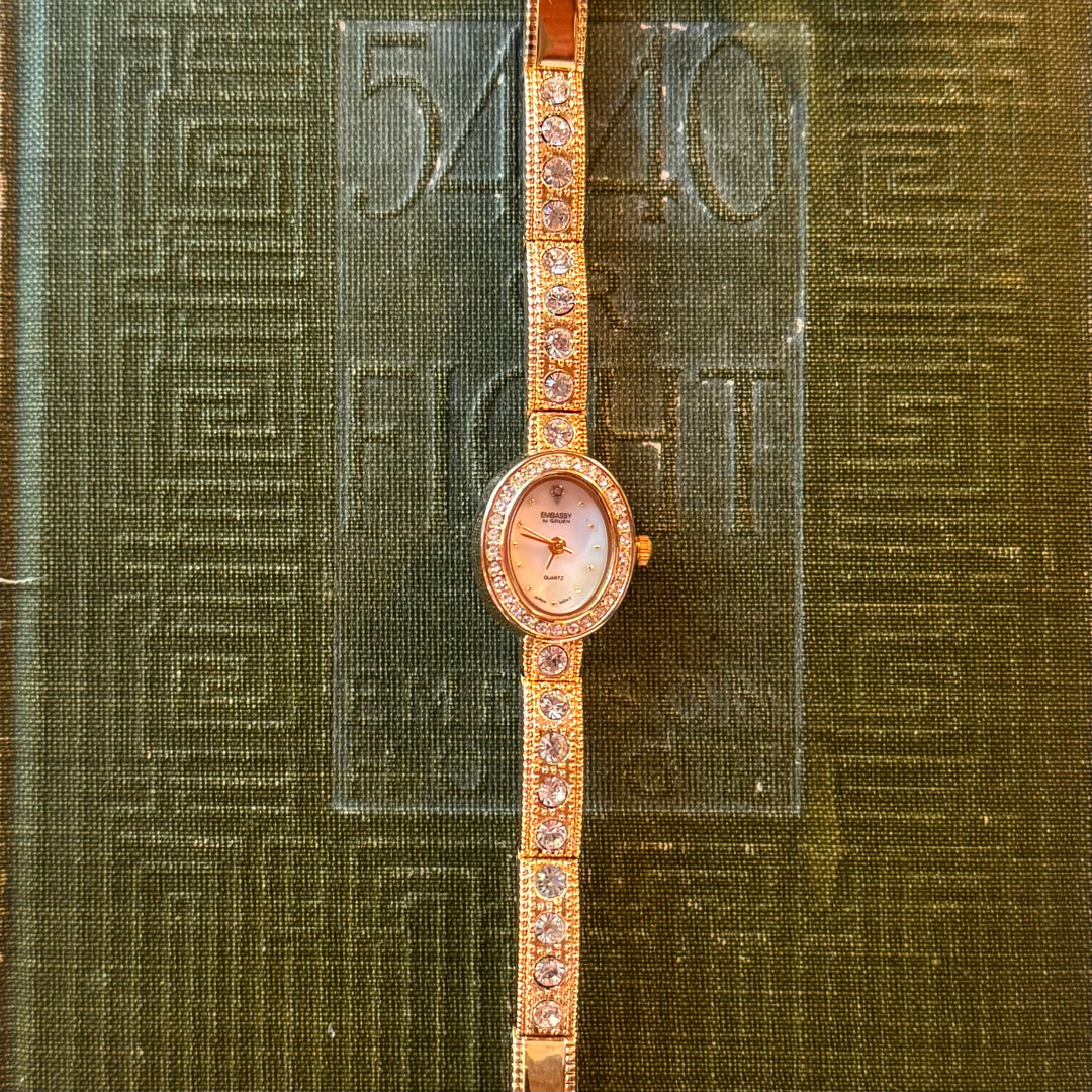 Gold Watch with Rhinestones