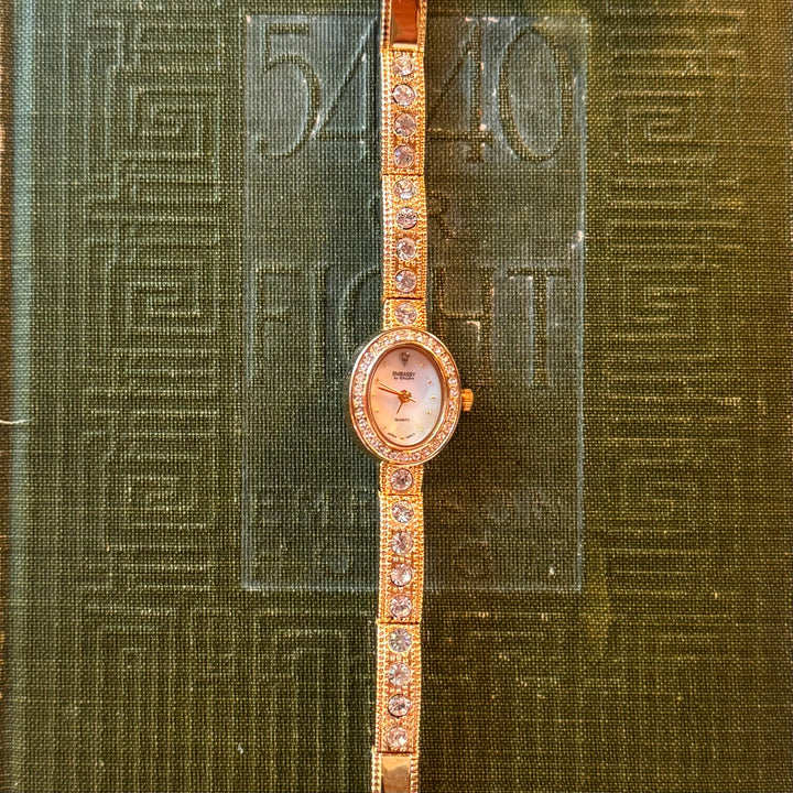Gold Watch with Rhinestones