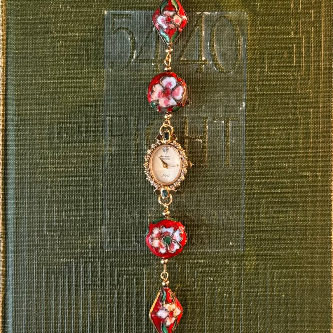 Repurposed Gold Cloisonné Watch
