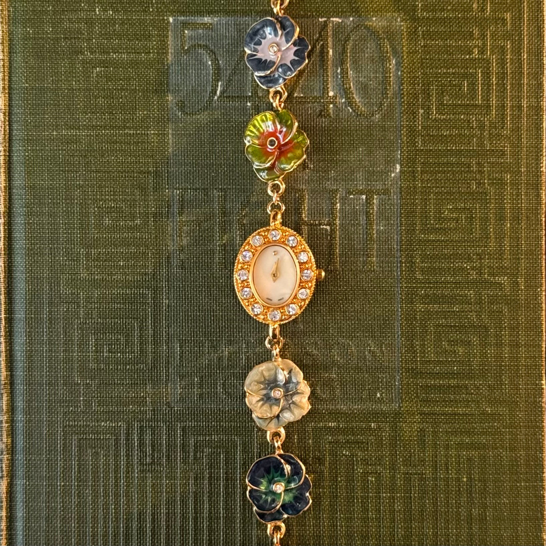 Repurposed Gold Pansy Watch
