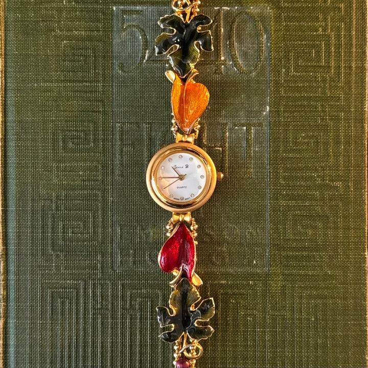 Gold Autumn Leaves Charm Watch