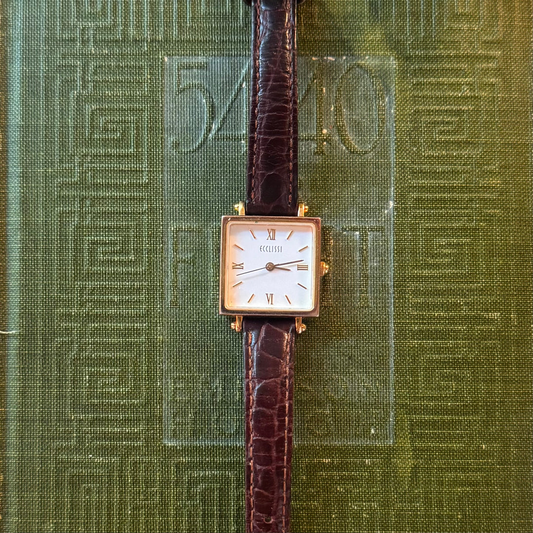 Gold Brown Leather Watch