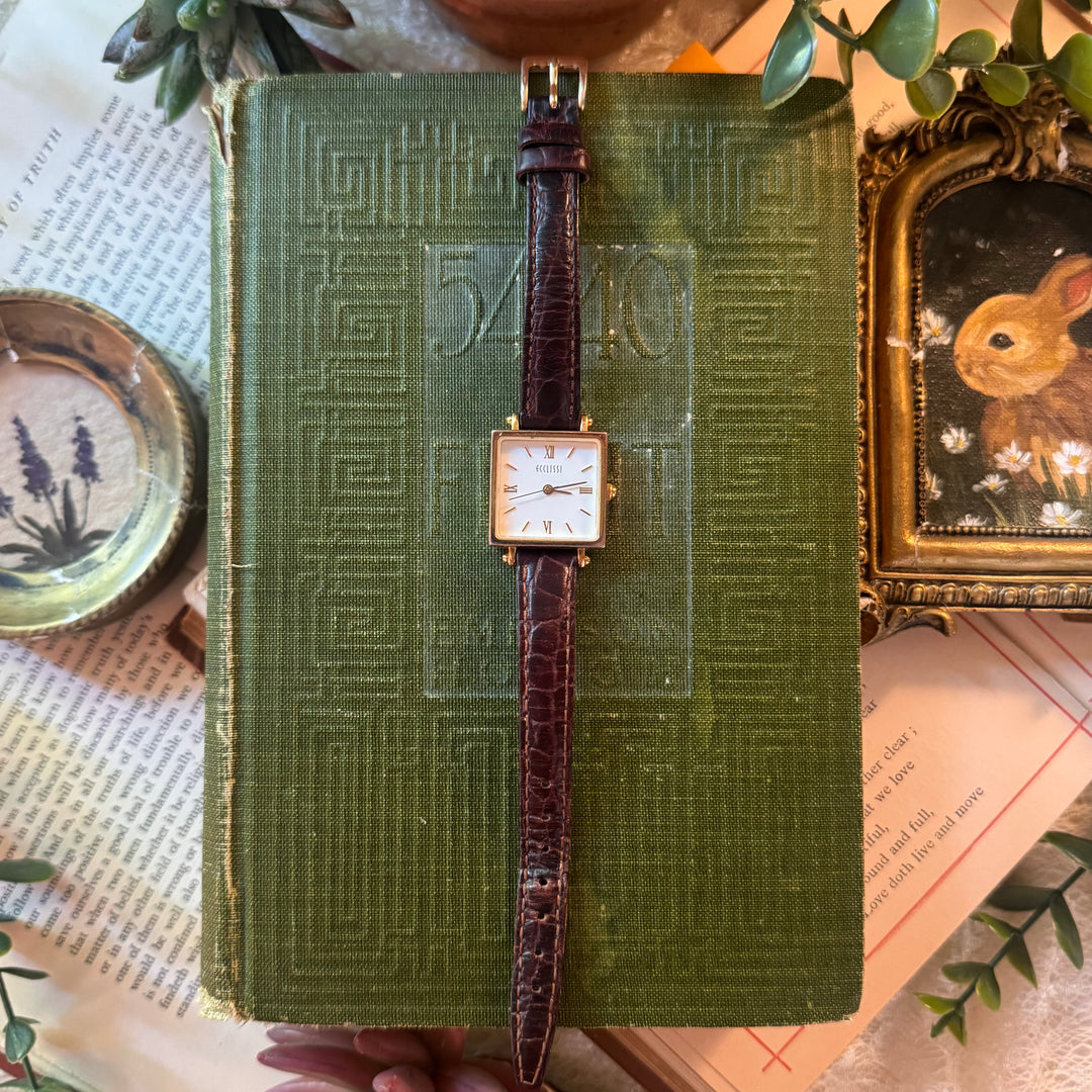 Gold Brown Leather Watch