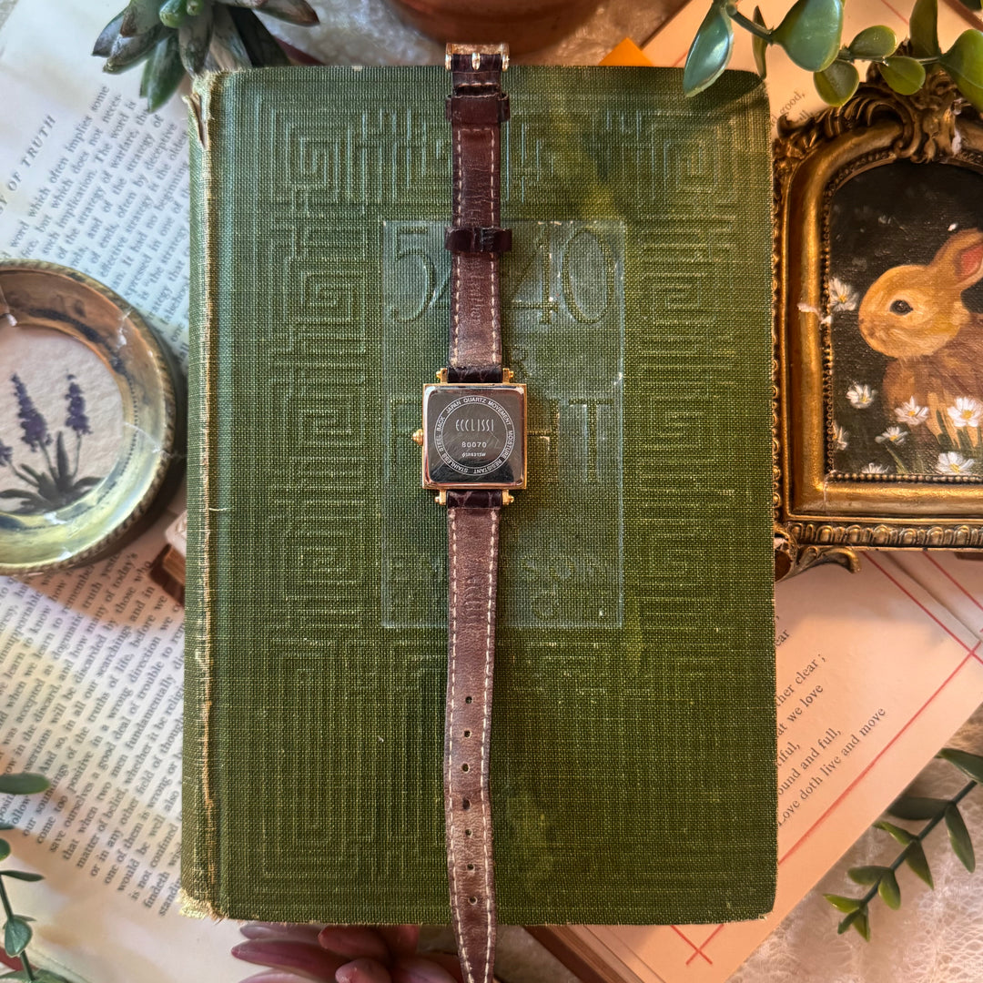 Gold Brown Leather Watch