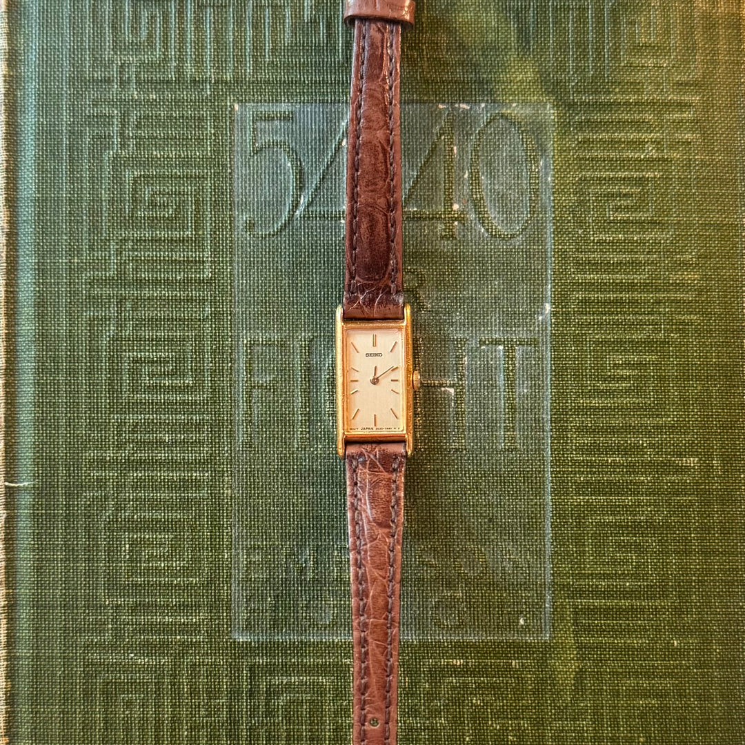 Gold Brown Leather Seiko Dainty Watch