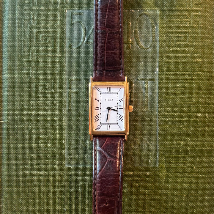 Gold Brown Leather Watch