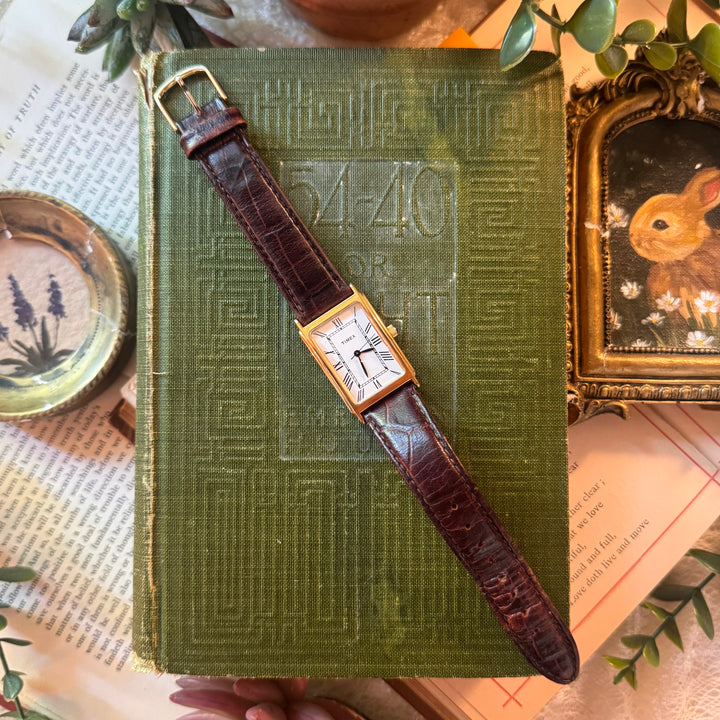 Gold Brown Leather Watch