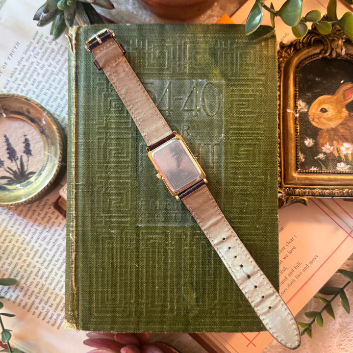 Gold Brown Leather Watch
