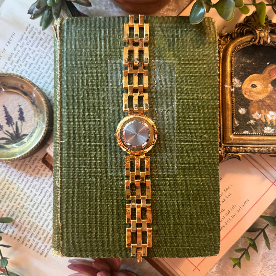 Gold Watch with Black Face