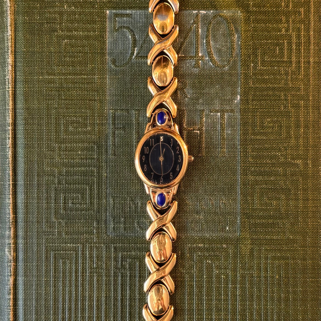 Gold Watch with Blue Face