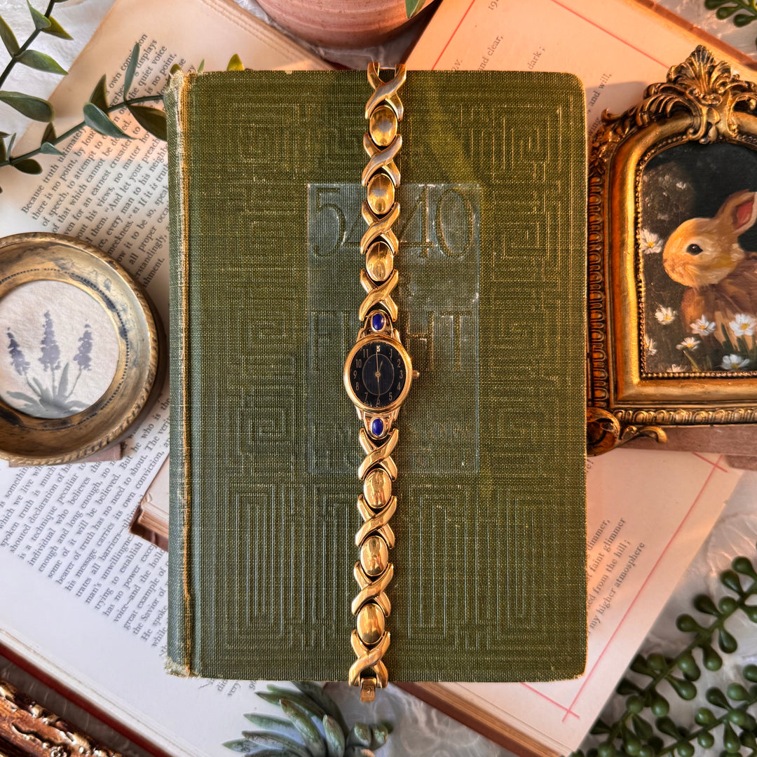 Gold Watch with Blue Face