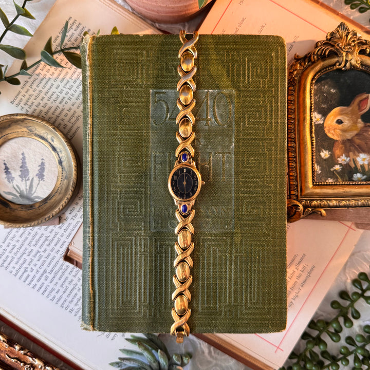 Gold Watch with Blue Face