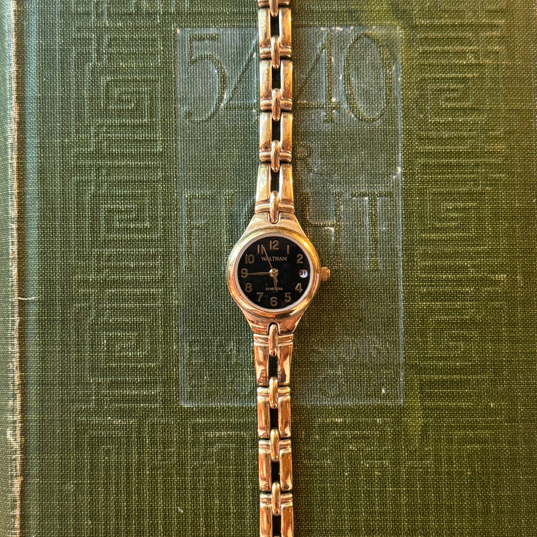 Gold Watch with Black Face