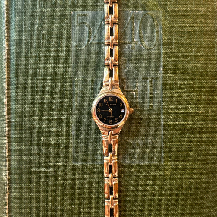 Gold Watch with Black Face
