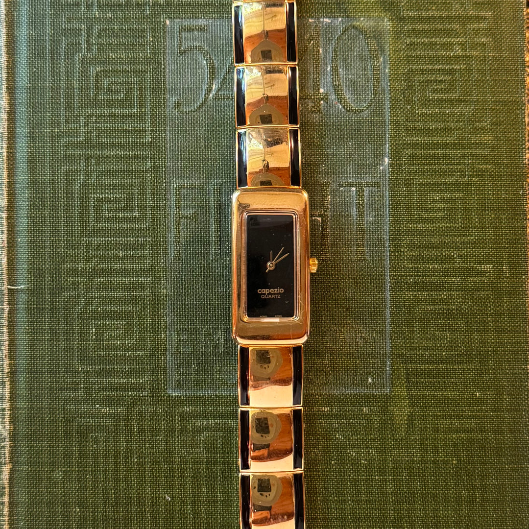 Gold Watch with Black Accents