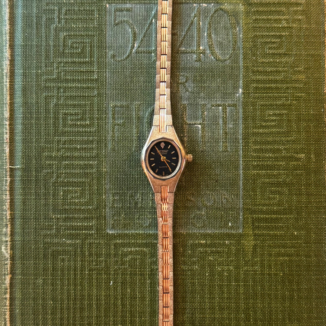 Gold Watch with Black Face