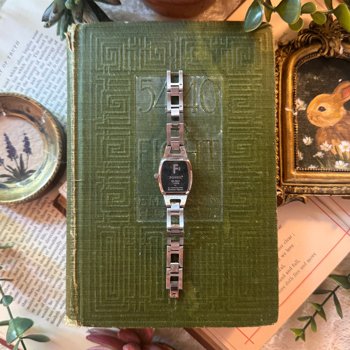 Silver Watch with Blue Face