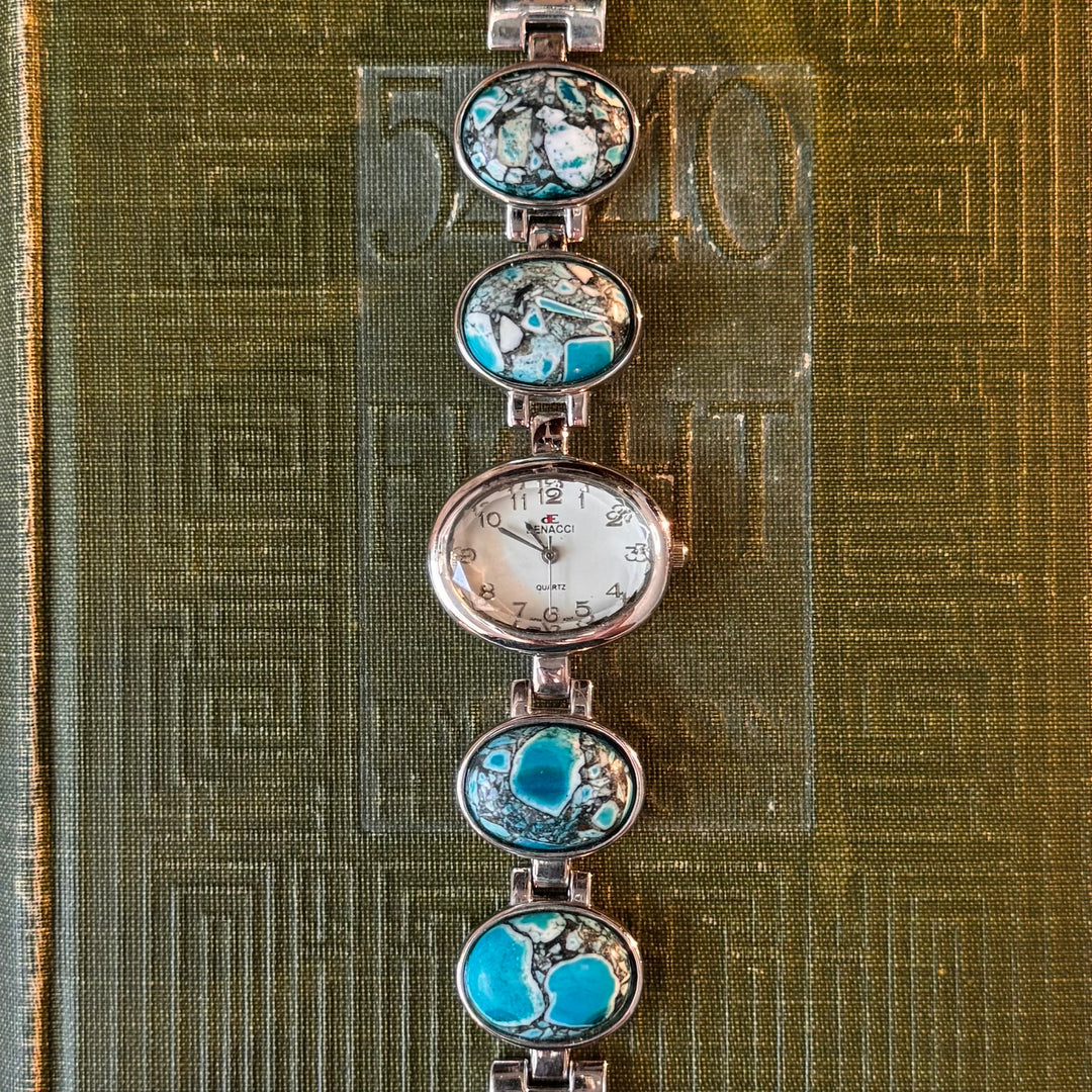 Silver Watch with Faux Stones
